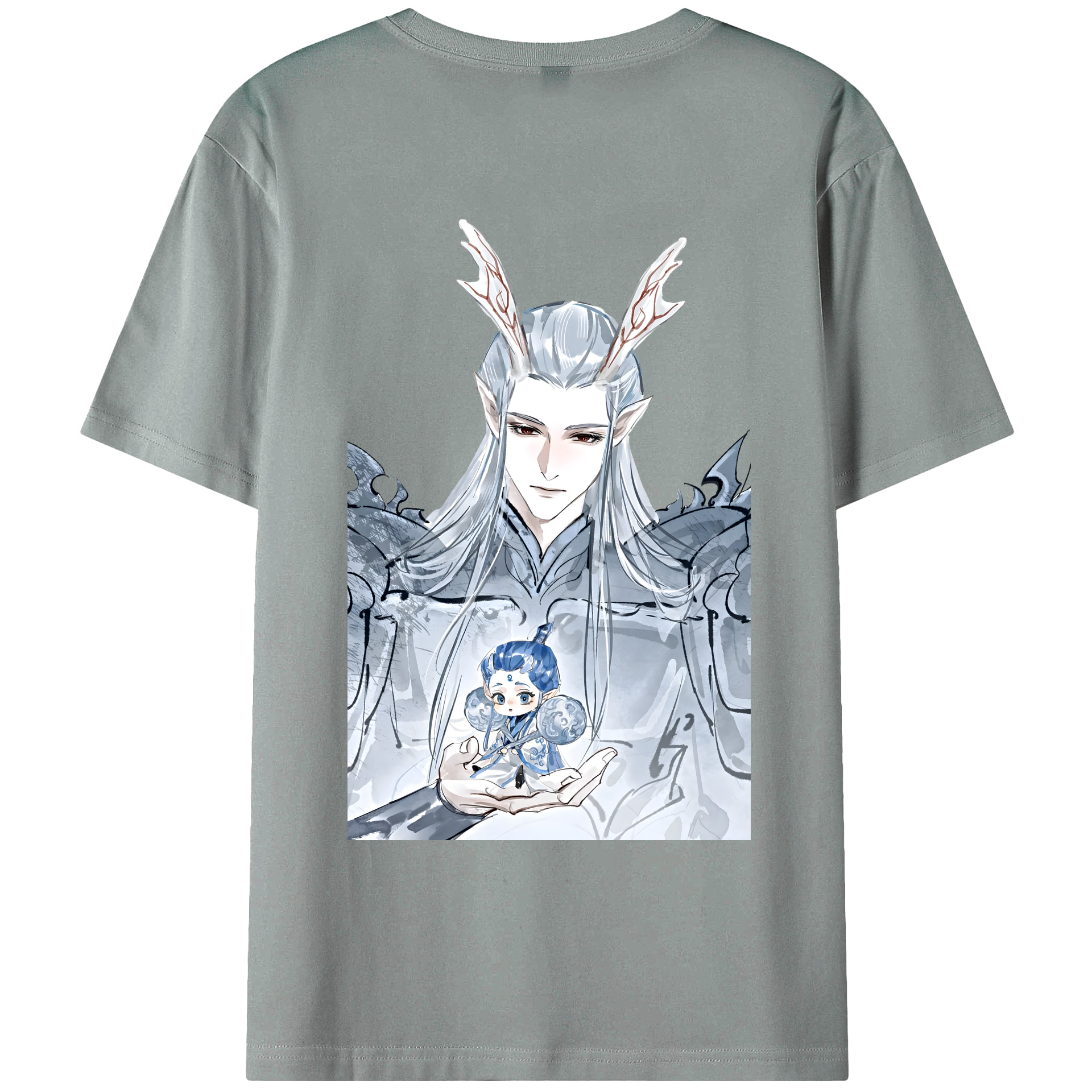 （画像用） Ne Zha 2 ナタ 魔童の大暴れ 綿100％ メンズ半袖Tシャツ（バックプリント） 通気性
